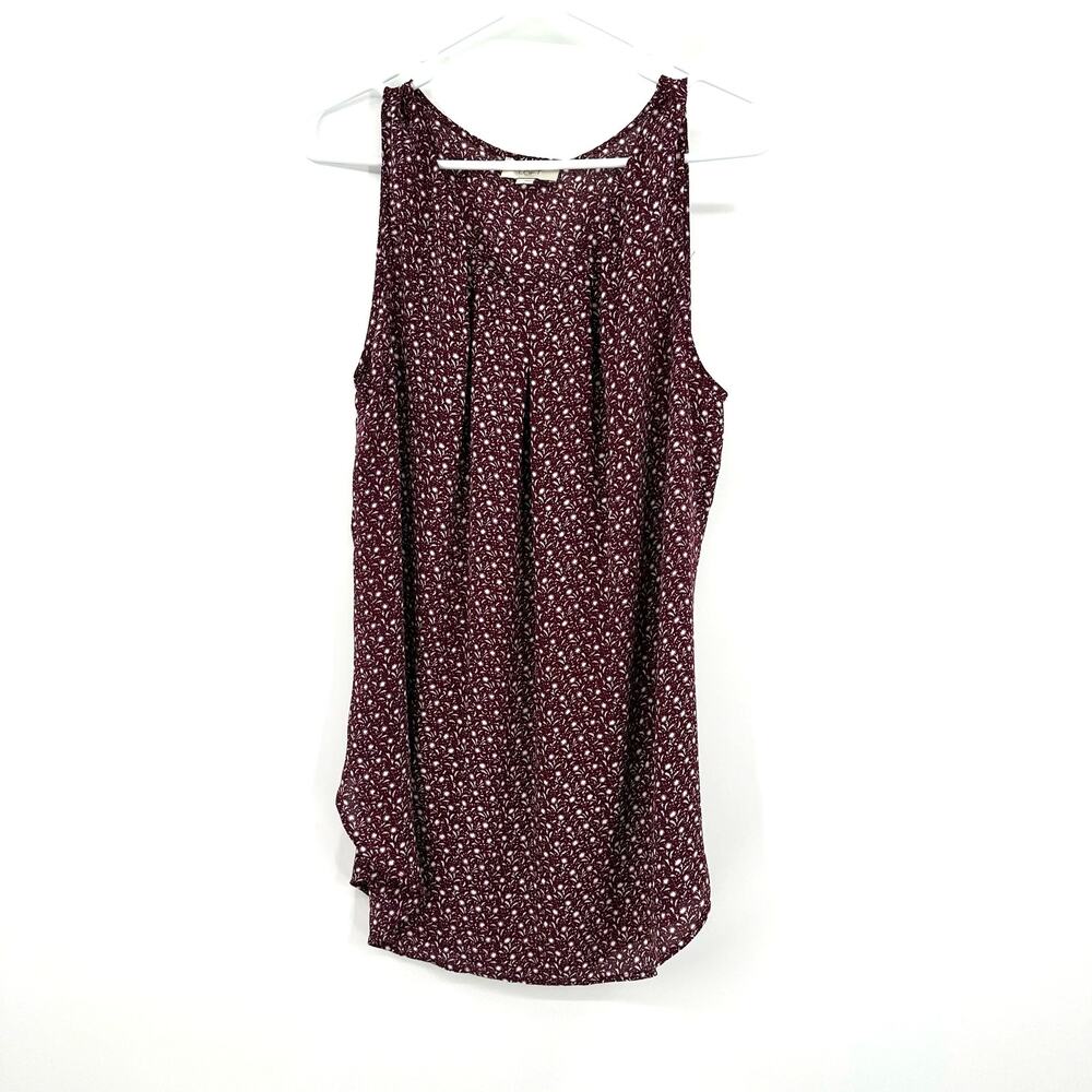 Loft Outlet Size Large Tank Red Floral Sleeveless Loose Curved Hem‎ Cottagecore